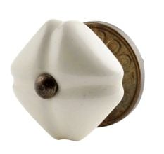 Solid Cream Medium Square Ceramic Wardrobe Knob